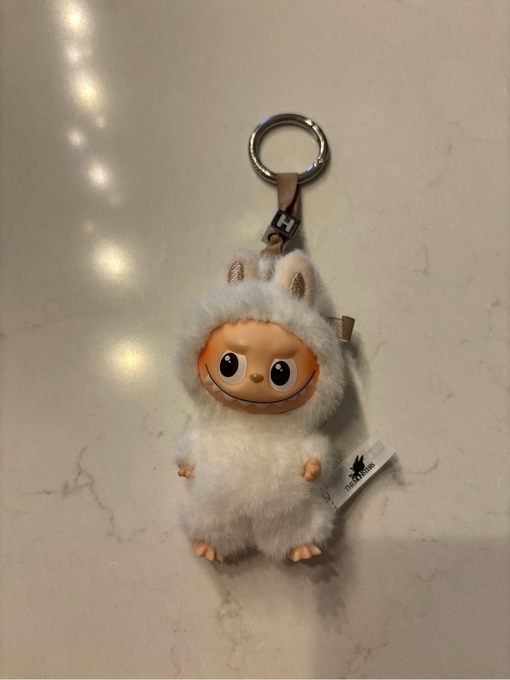 PopMart-Labubu The Love is Blind-The Monsters White Plush Keychain - “H”